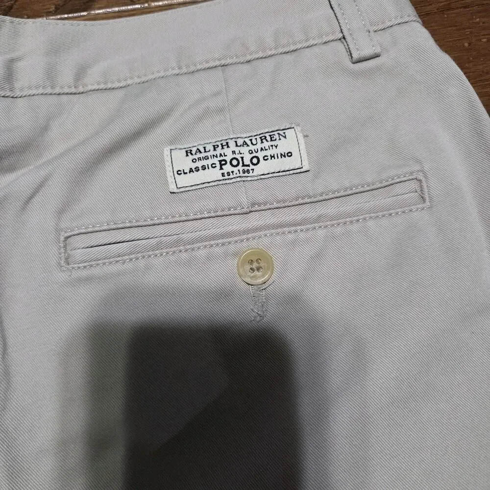 Vtg Polo Ralph Lauren Chino Prospect Shorts Men's Size 33 Khaki Cotton Pony Logo